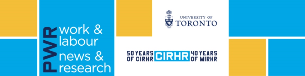 a University of Toronto banner of blue and yellow squares that says PWR work & research news & research that commemorates 50 years of the CIRHR and 40 years of the MIRHR